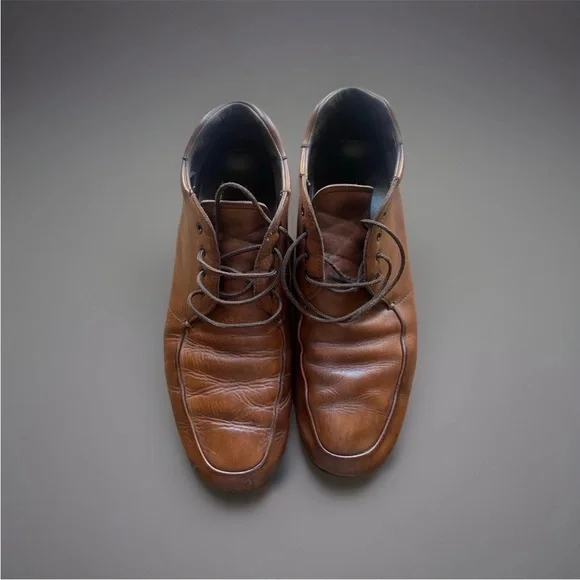 Vintage Prada 1990’s Mocha Chukka Desert Boots Shoes Men 9.5 Leather Ankle Italy - Picture 3 of 15
